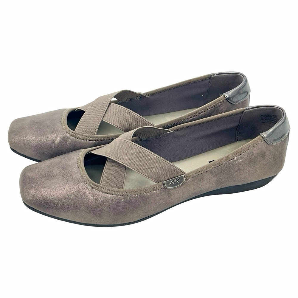 Anne Klein AK Sport Gray Ballet Flats Women's Slip On size 11 M Comfort Shoes